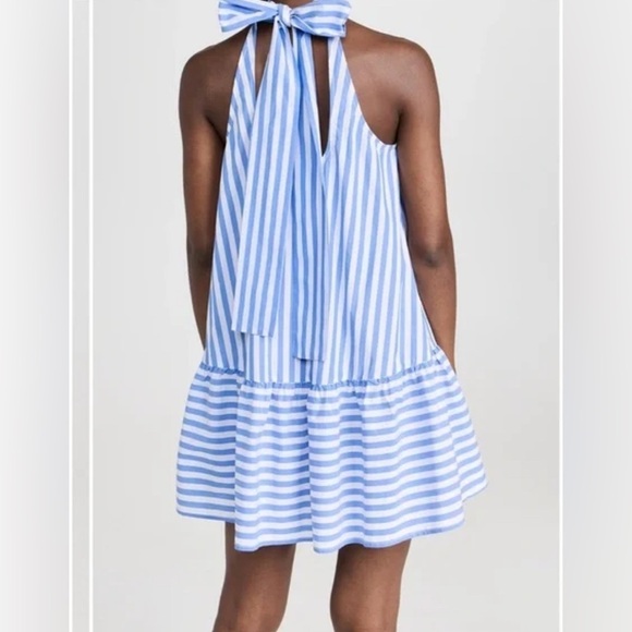 Staud Marlowe Blue and White Dress in Sea Stripe - Picture 2 of 6